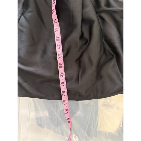 Mango Black Asymmetrical Satin Dress With Puffed Sleeve & Ruffled Hem Sz US 10 - Picture 12 of 13